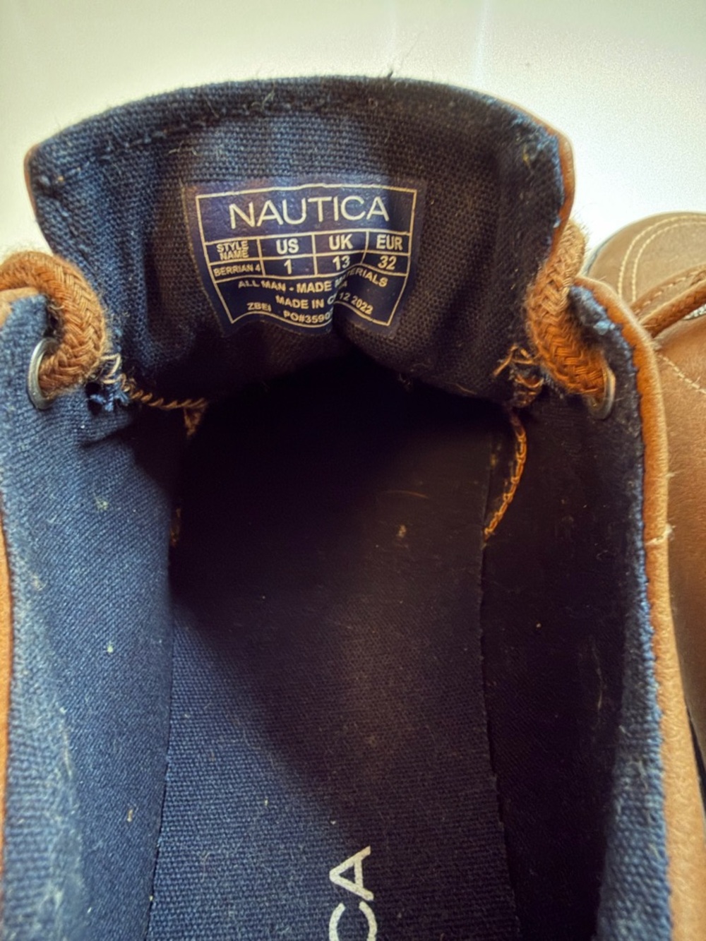 Nautica Tan Lace-Up Kids Dress Sneakers with White Sole - Picture 6 of 6
